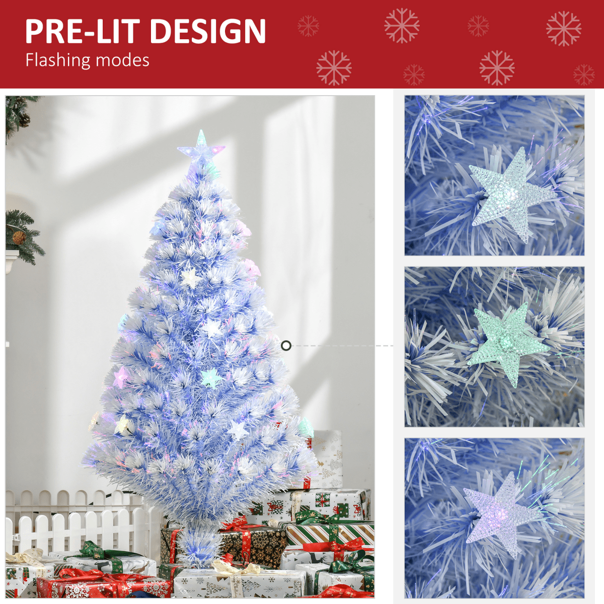 Artificial Fibre Christmas Tree Seasonal Deco 16 LED Easy Store 4FT White Blue - plants - express.com