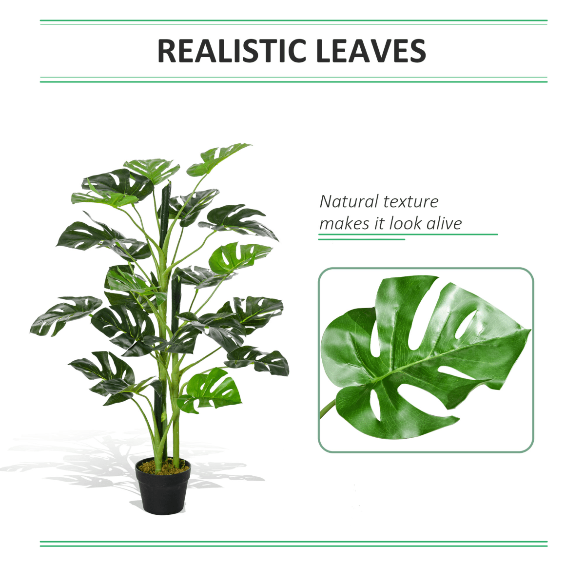 Artificial Monstera Tree 21 Leaves Palm Tree for Indoor Outdoor 1m - plants - express.com