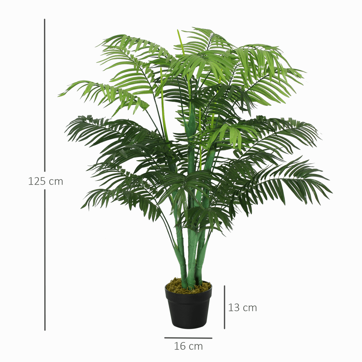 Artificial Palm Tree 18 Leaves with Nursery Pot, Fake Tropical Tree 125cm - plants - express.com