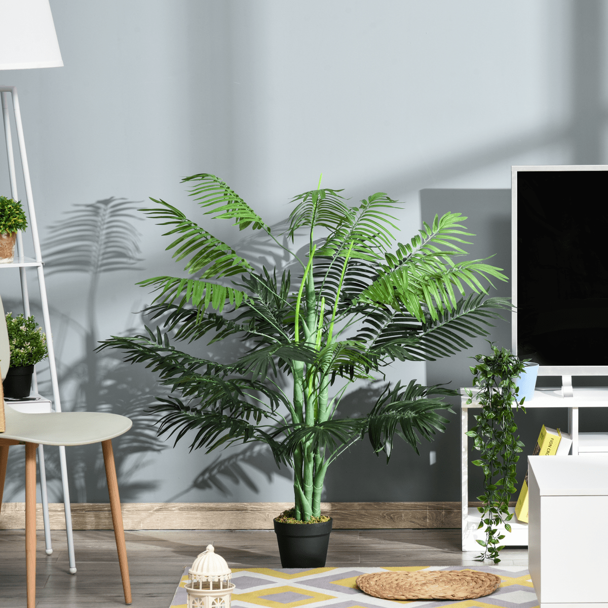 Artificial Palm Tree 18 Leaves with Nursery Pot, Fake Tropical Tree 125cm - plants - express.com