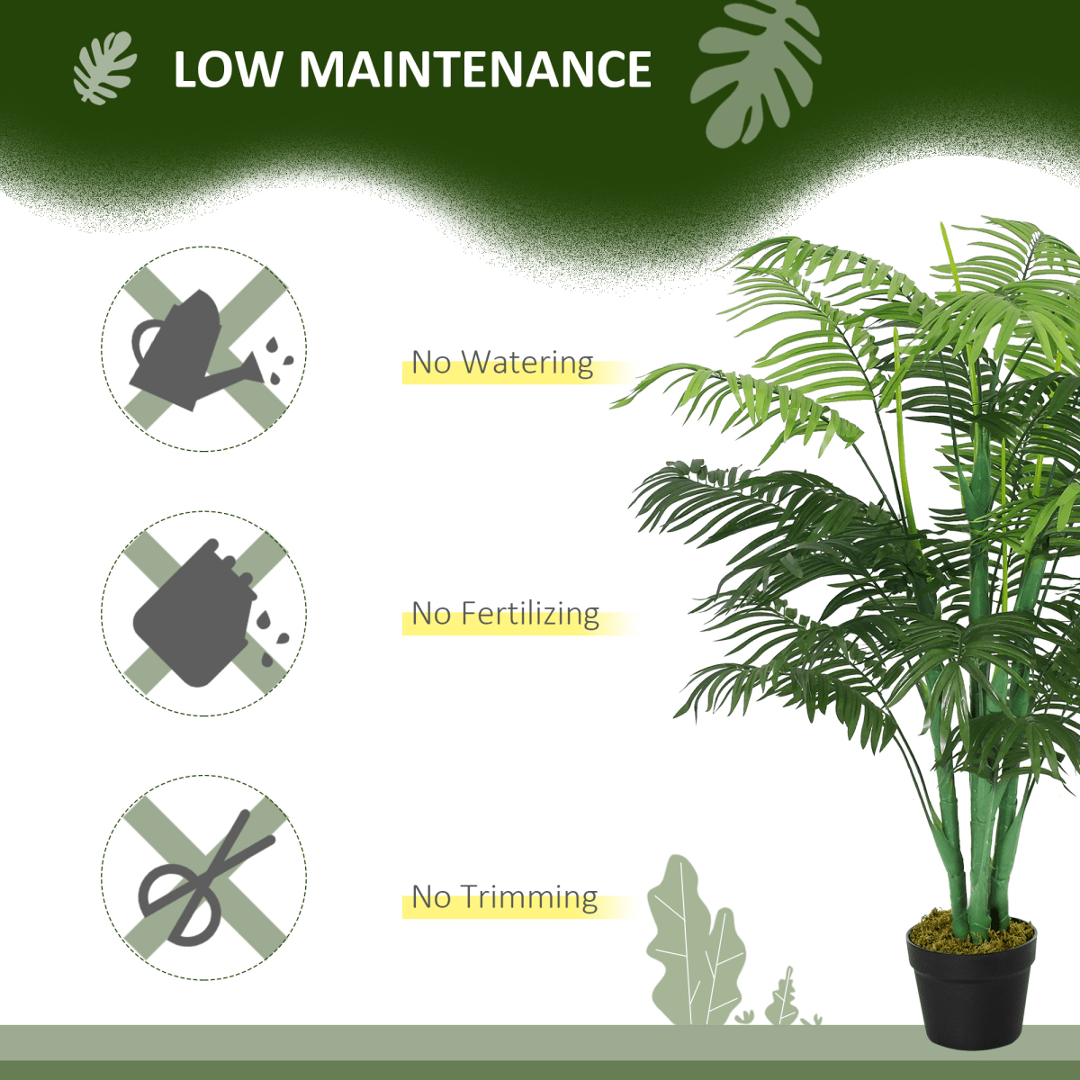 Artificial Palm Tree 18 Leaves with Nursery Pot, Fake Tropical Tree 125cm - plants - express.com
