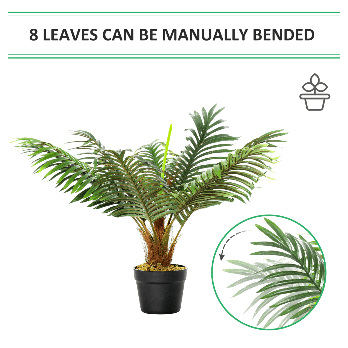 Artificial Palm Tree 8 Leaves with Nursery Pot, Fake Tropical Tree 60cm - plants - express.com