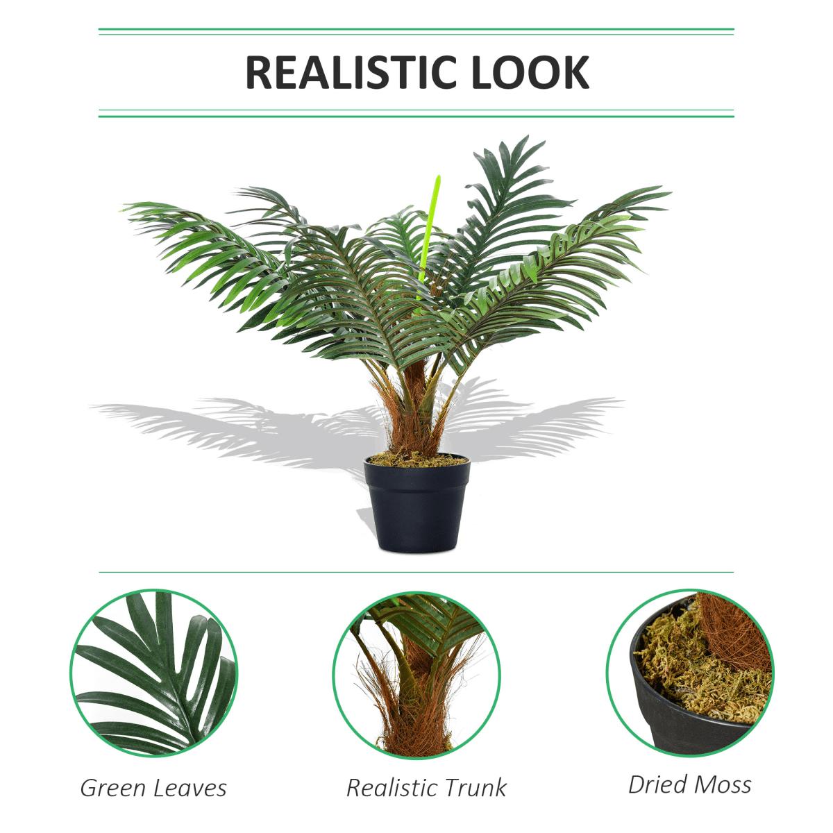 Artificial Palm Tree 8 Leaves with Nursery Pot, Fake Tropical Tree 60cm - plants - express.com