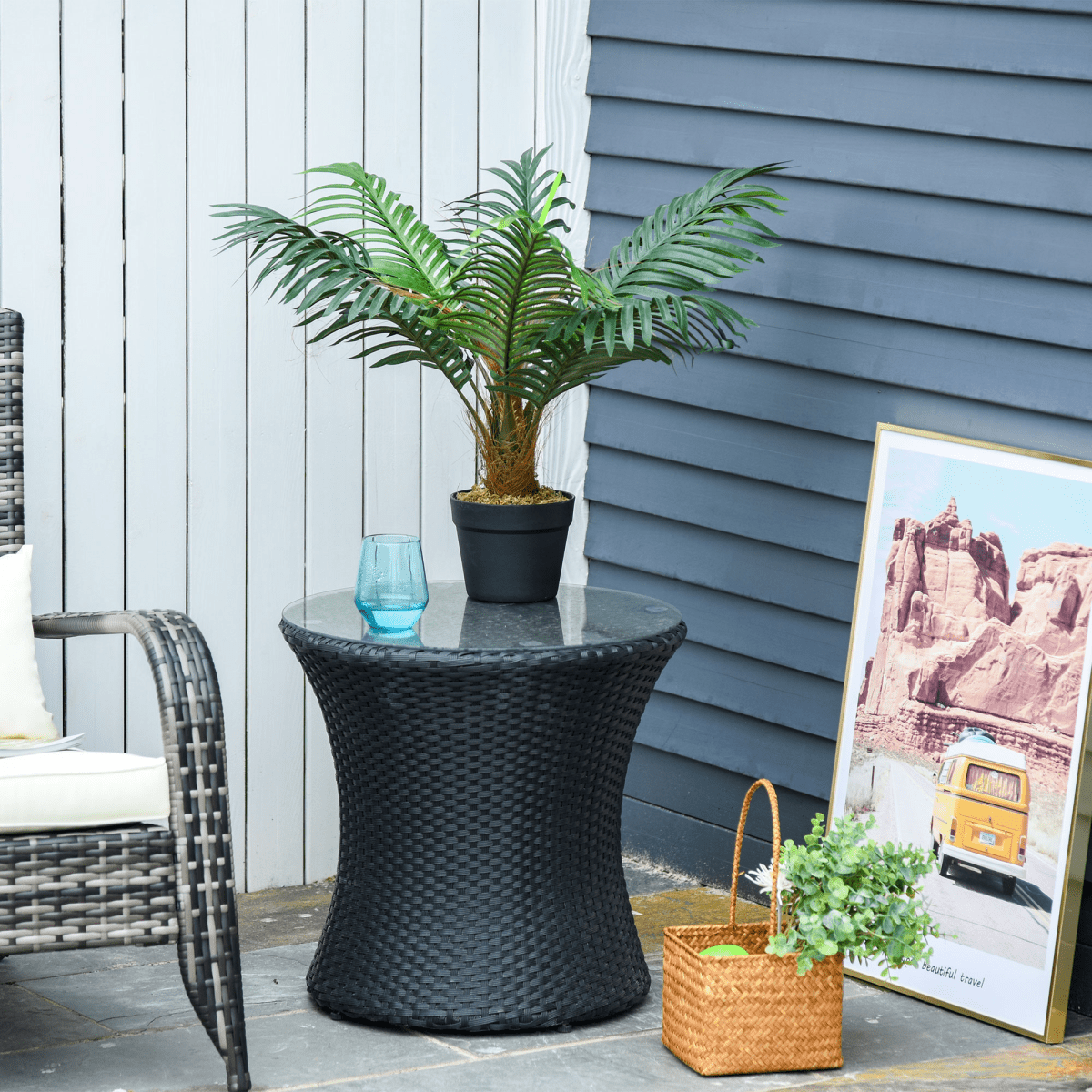 Artificial Palm Tree 8 Leaves with Nursery Pot, Fake Tropical Tree 60cm - plants - express.com