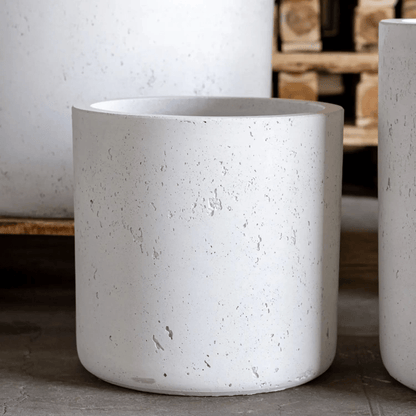Aurella White Mist: 85cm Extra Large Concrete Cylinder Planter for Stunning Greens - plants - express.com