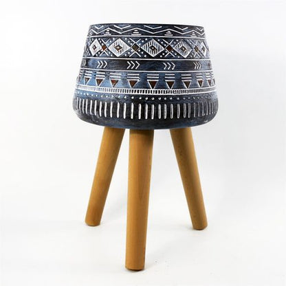 Aztec Blue Large Fiberglass Composite Planter - Rustic Charm for Indoor & Outdoor - plants - express.com