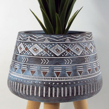Aztec Blue Large Fiberglass Composite Planter - Rustic Charm for Indoor & Outdoor - plants - express.com