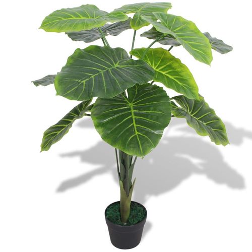Beautiful 90cm Artificial Taro Plant in Real Wood Pot - Lifelike Decor - plants - express.com