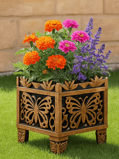 Bronze Butterfly Planter Rack - Elegant Garden Wall Display - plants - express.com