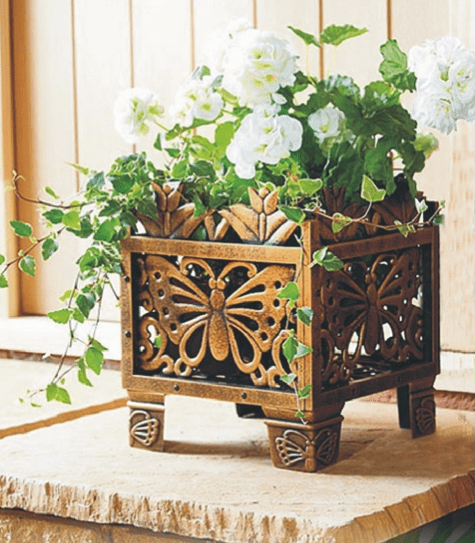 Bronze Butterfly Planter Rack - Elegant Garden Wall Display - plants - express.com