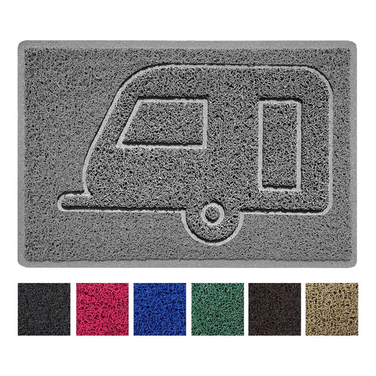 "Caravan" Grey Spaghetti Door Mat - plants - express.com