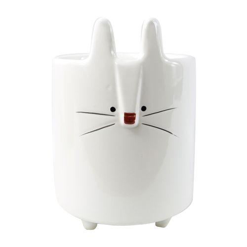 Charming 15cm Ceramic White Rabbit Planter - Ideal for Any Space! - plants - express.com