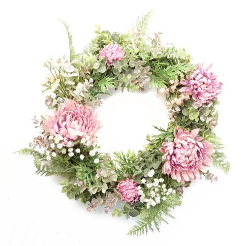 Charming 45cm Luxury Pink Blossom Floral Wreath - Perfect for Any Door - plants - express.com