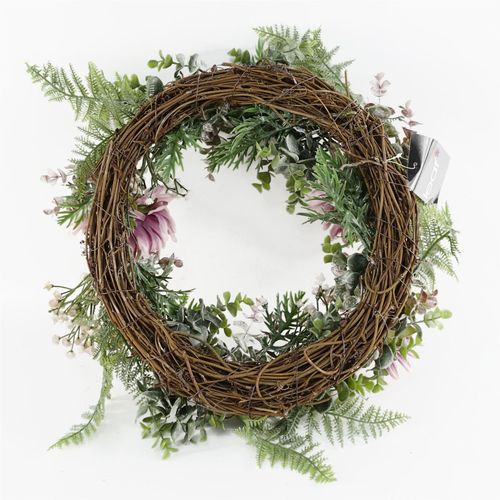 Charming 45cm Luxury Pink Blossom Floral Wreath - Perfect for Any Door - plants - express.com