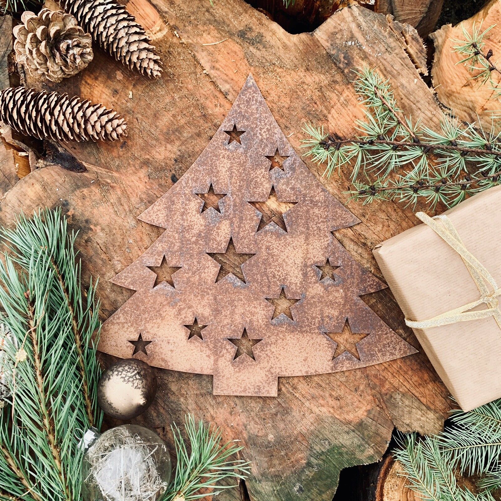 Charming Rustic Christmas Tree Metal Sign - Timeless Holiday Decor - plants - express.com