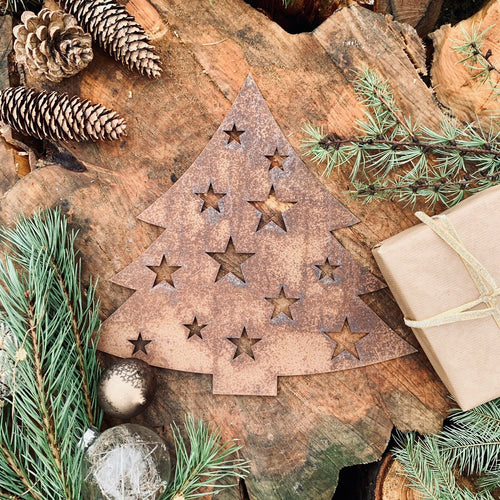 Charming Rustic Christmas Tree Metal Sign - Timeless Holiday Decor - plants - express.com