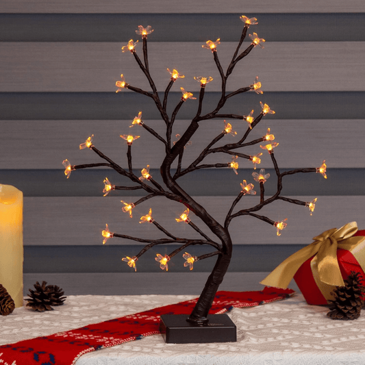 Cherry Blossom LED Tree Lamp - 36 Color - Changing LEDs, Brown Twig Indoor Decor - plants - express.com