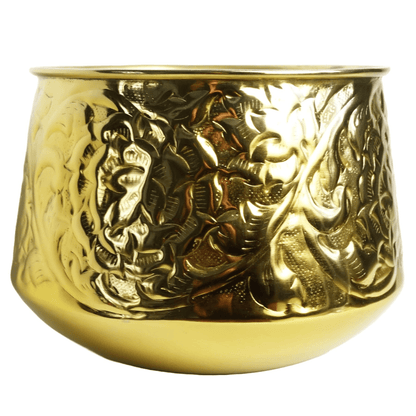 Chic 18cm Gold Swirl Metal Planter - Unique Rustic Charm for Your Greens - plants - express.com