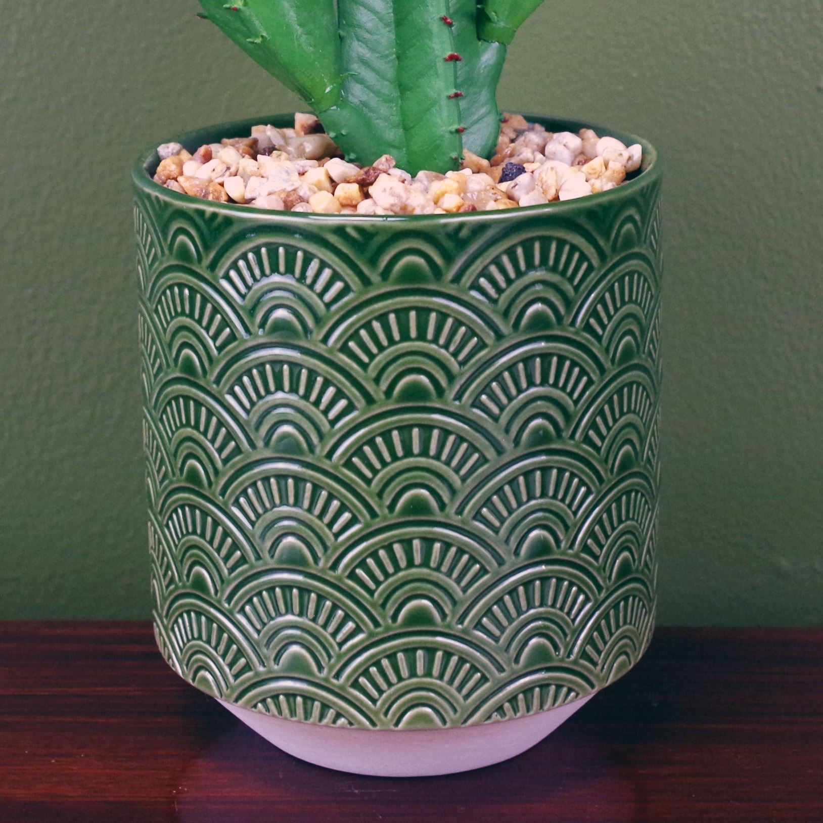 Chic 23cm Artificial Cactus in Stylish Green Ceramic Planter - Carefree Decor! - plants - express.com