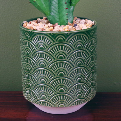 Chic 23cm Artificial Cactus in Stylish Green Ceramic Planter - Carefree Decor! - plants - express.com