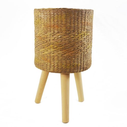 Chic 54cm Rattan - Effect Fiberglass Planter – Stylish & Waterproof Design! - plants - express.com