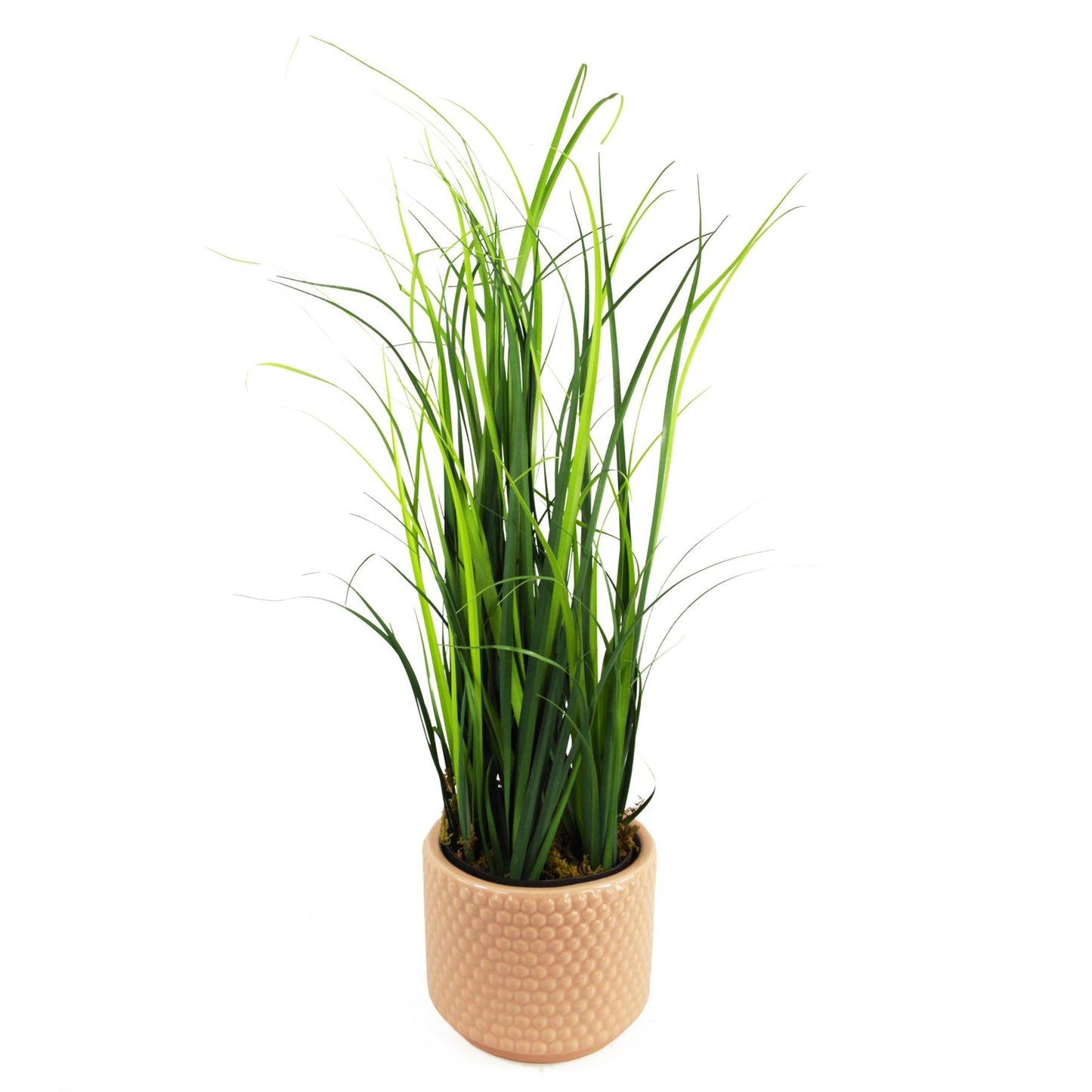 Chic 60cm Artificial Onion Grass with Dusty Pink Ceramic Planter Set - plants - express.com