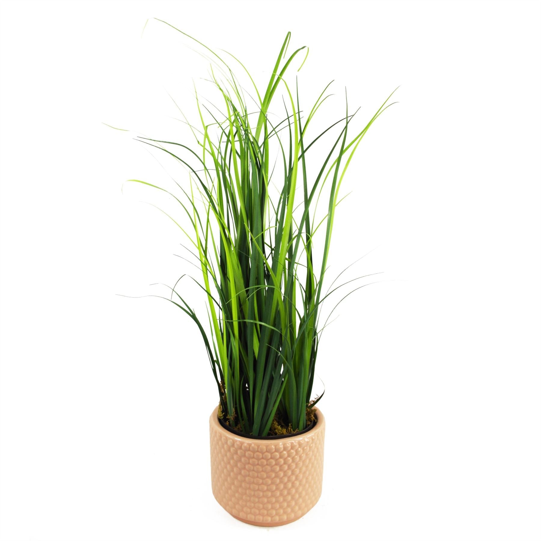 Chic 60cm Artificial Onion Grass with Dusty Pink Ceramic Planter Set - plants - express.com