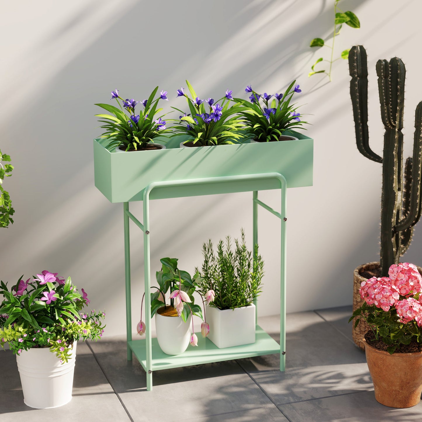 Chic Two - Tier Green Metal Plant Stand - Stylish & Functional Display Solution - plants - express.com