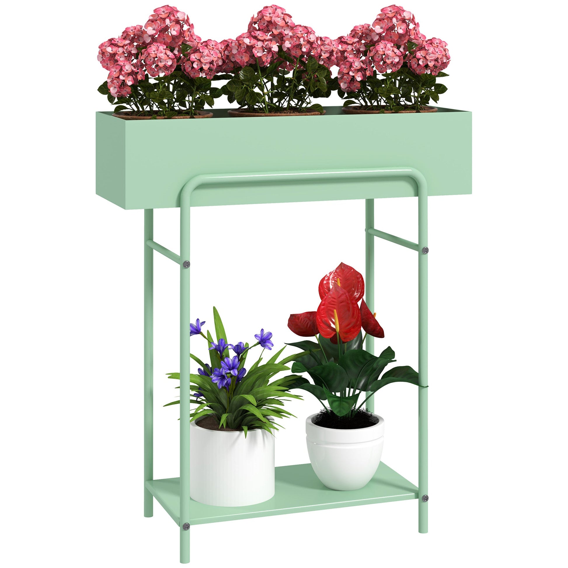 Chic Two - Tier Green Metal Plant Stand - Stylish & Functional Display Solution - plants - express.com