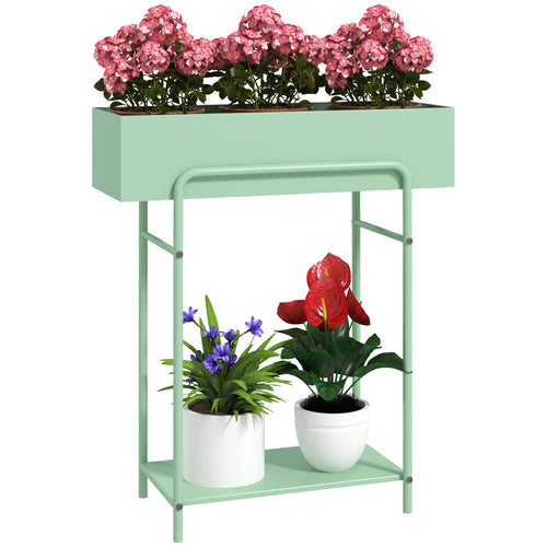 Chic Two - Tier Green Metal Plant Stand - Stylish & Functional Display Solution - plants - express.com