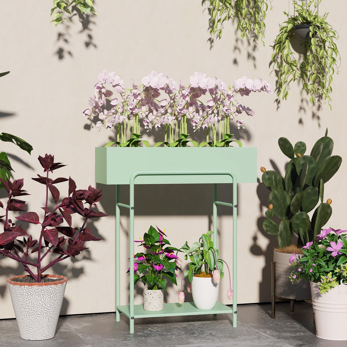 Chic Two - Tier Green Metal Plant Stand - Stylish & Functional Display Solution - plants - express.com