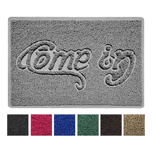 "Come In" Grey Spaghetti Door Mat - plants - express.com