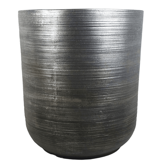 Coya Silver Ridged Extra Large Planter - 47cm x 41cm Rustic Charm - plants - express.com