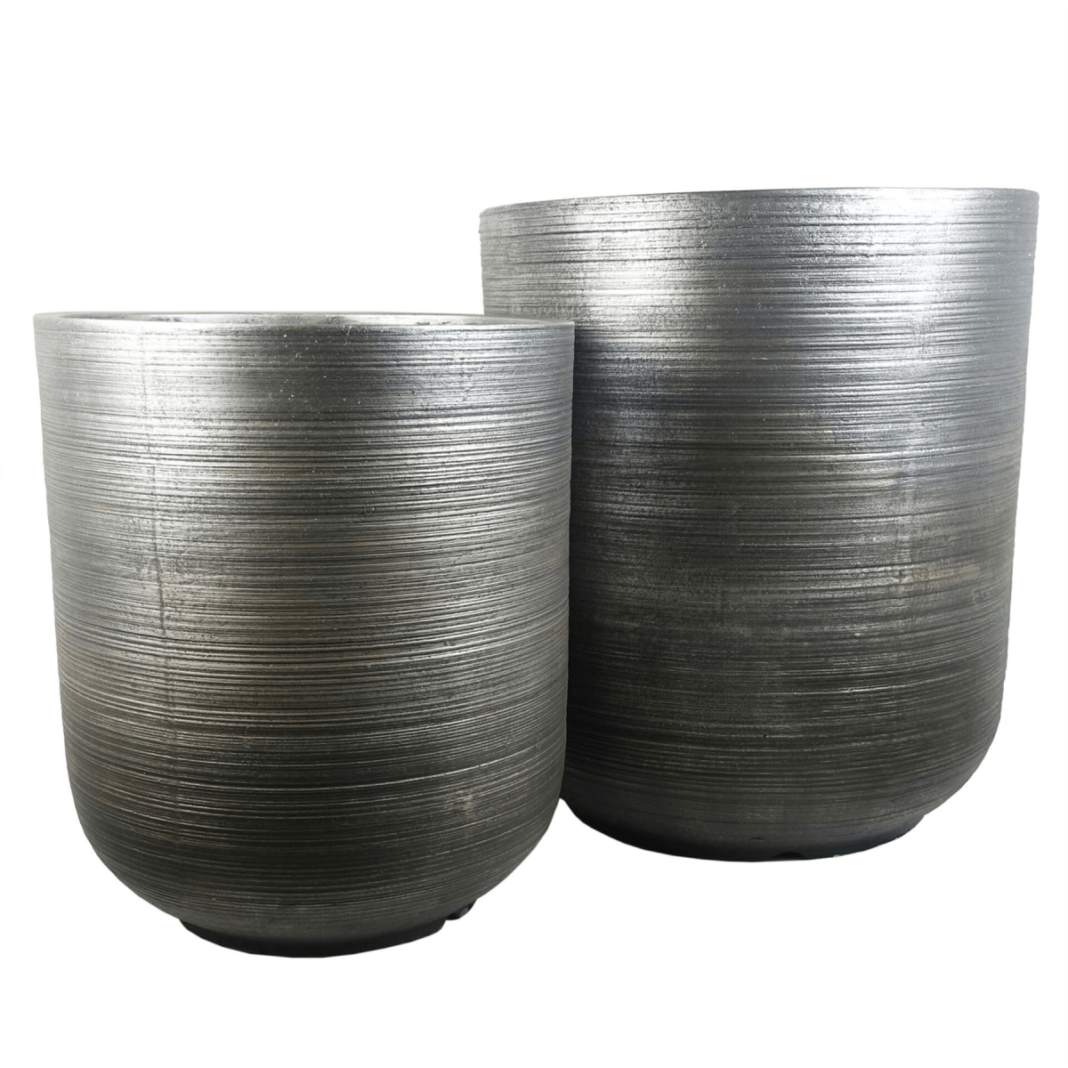 Coya Silver Ridged Extra Large Planter - 47cm x 41cm Rustic Charm - plants - express.com