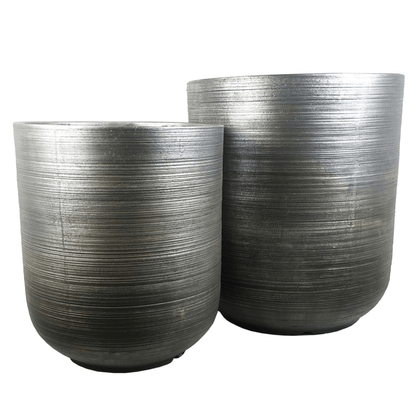 Coya Silver Ridged Extra Large Planter - 47cm x 41cm Rustic Charm - plants - express.com