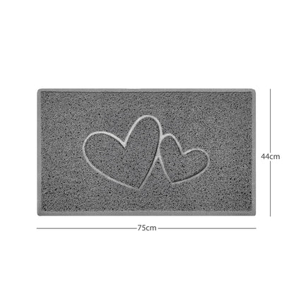 "Double Heart" Embossed Loofah Textured Spaghetti Doormat - plants - express.com