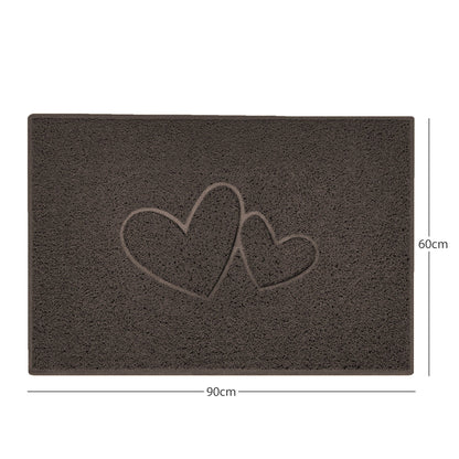 "Double Heart" Embossed Loofah Textured Spaghetti Doormat - plants - express.com