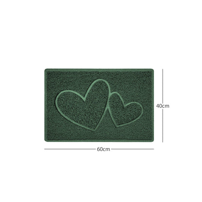 "Double Heart" Embossed Loofah Textured Spaghetti Doormat - plants - express.com