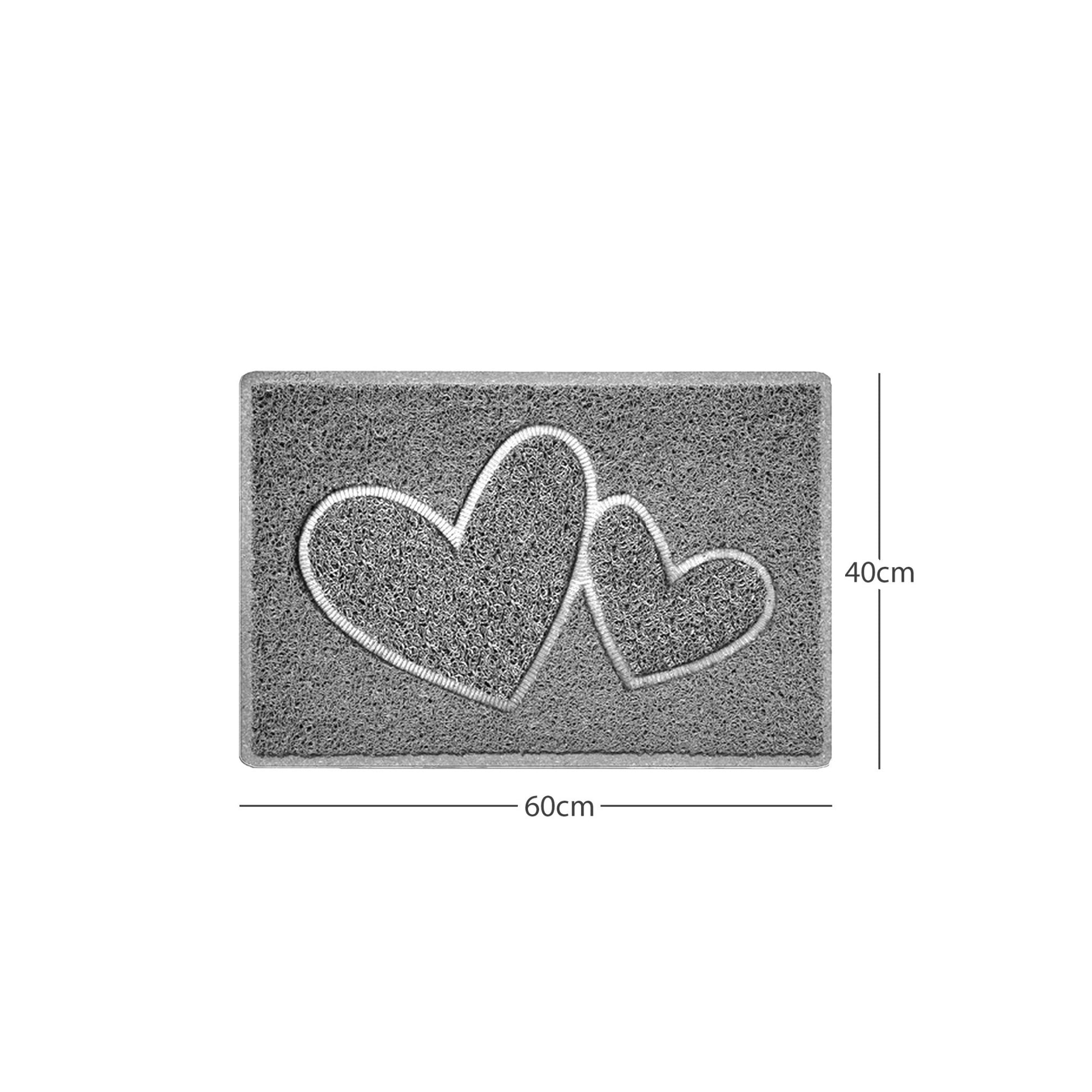 "Double Heart" Embossed Loofah Textured Spaghetti Doormat - plants - express.com