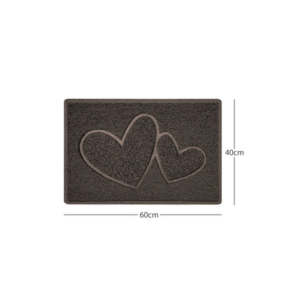 "Double Heart" Embossed Loofah Textured Spaghetti Doormat - plants - express.com