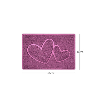 "Double Heart" Embossed Loofah Textured Spaghetti Doormat - plants - express.com