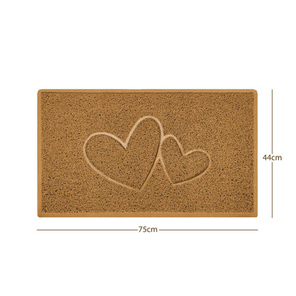 "Double Heart" Embossed Loofah Textured Spaghetti Doormat - plants - express.com