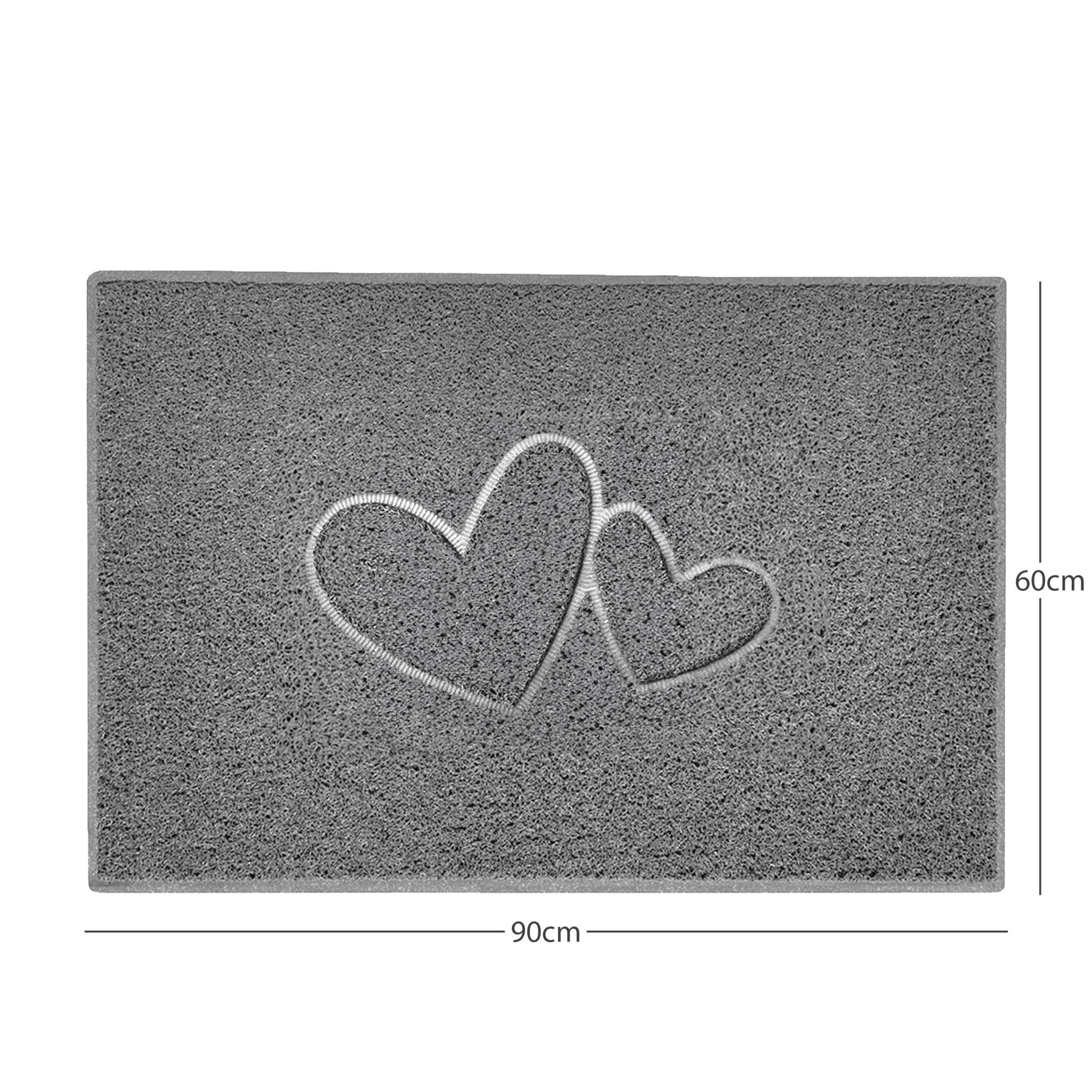 "Double Heart" Embossed Loofah Textured Spaghetti Doormat - plants - express.com