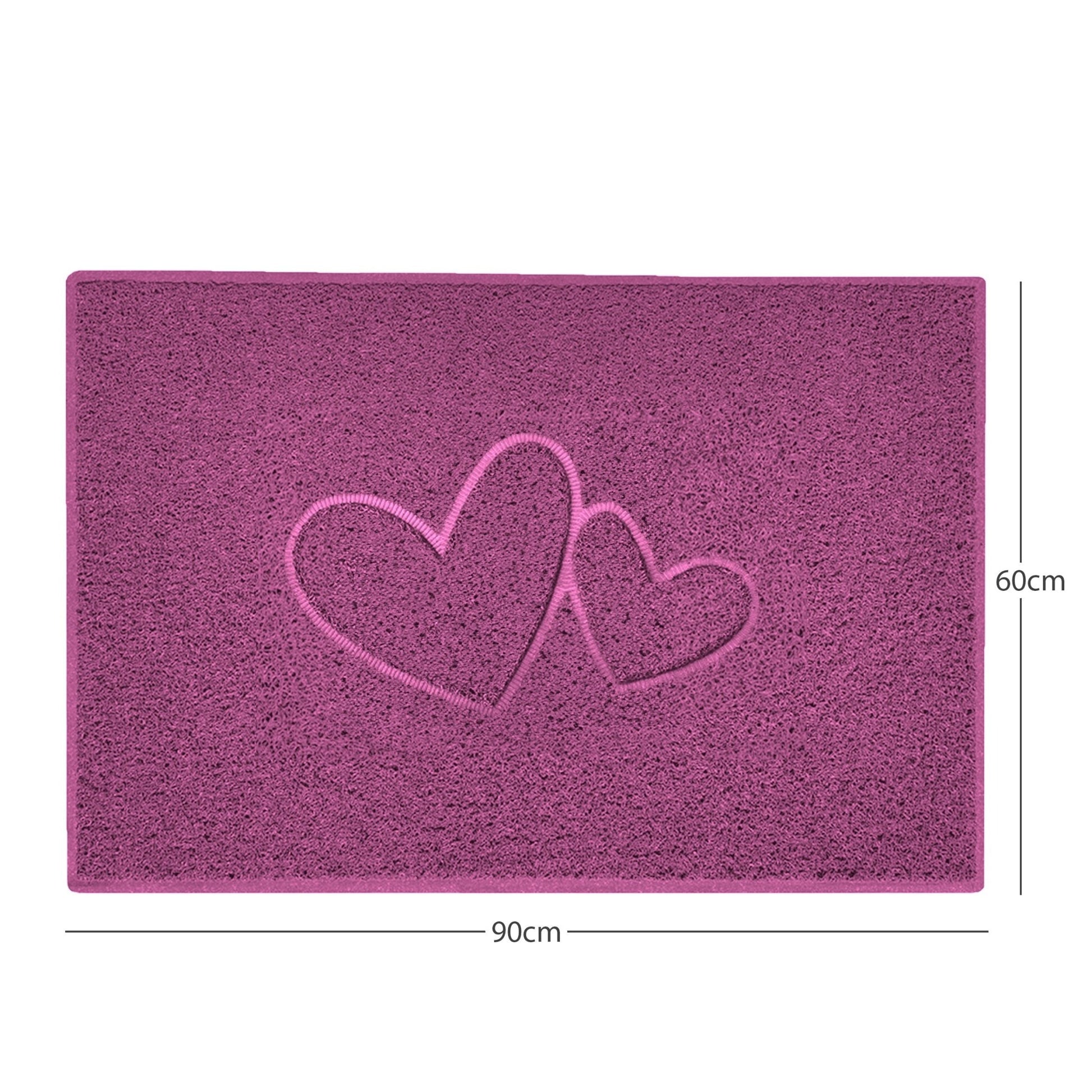 "Double Heart" Embossed Loofah Textured Spaghetti Doormat - plants - express.com