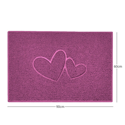 "Double Heart" Embossed Loofah Textured Spaghetti Doormat - plants - express.com