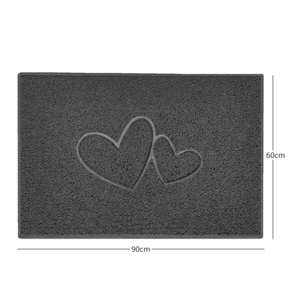 "Double Heart" Embossed Loofah Textured Spaghetti Doormat - plants - express.com