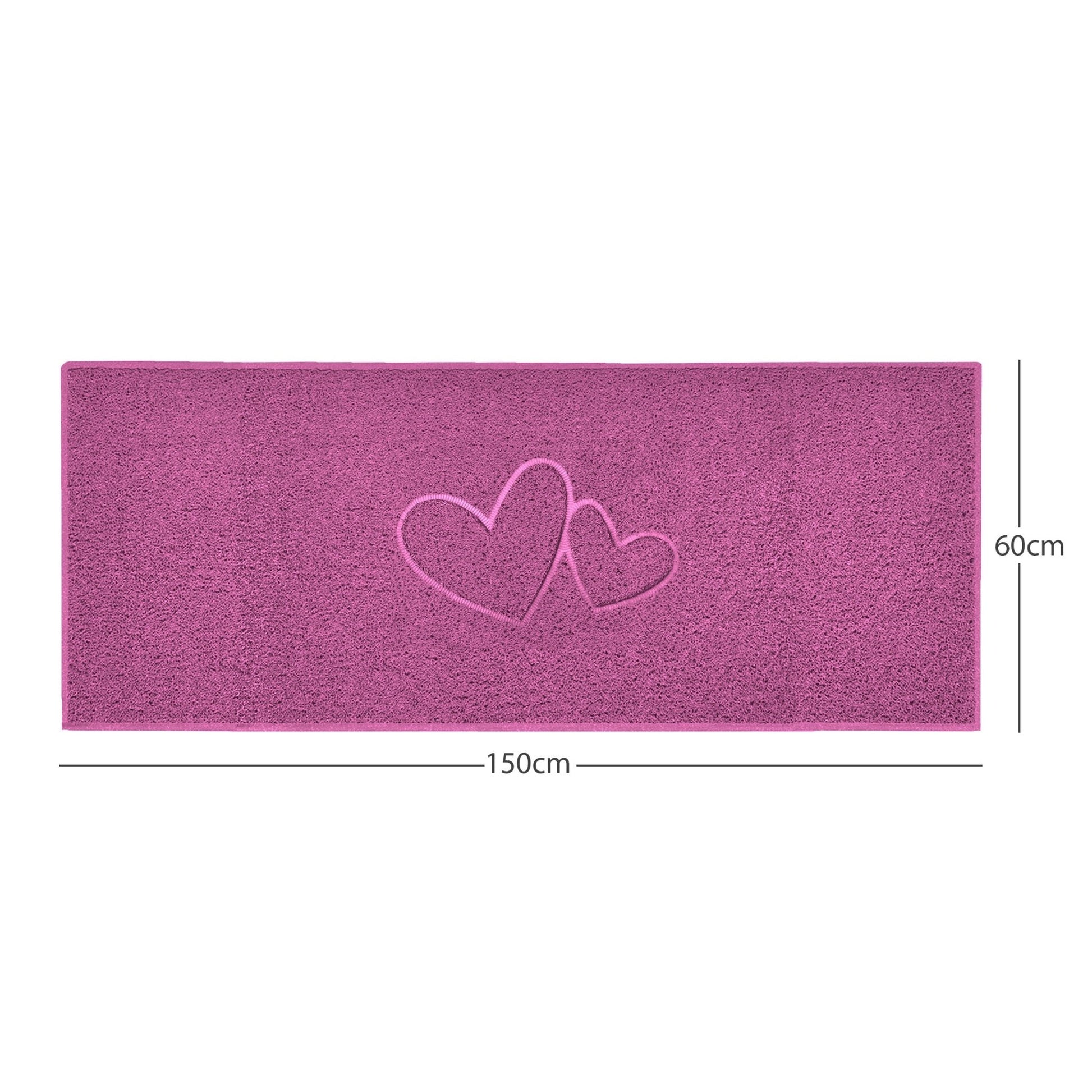 "Double Heart" Embossed Loofah Textured Spaghetti Doormat - plants - express.com