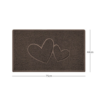 "Double Heart" Embossed Loofah Textured Spaghetti Doormat - plants - express.com