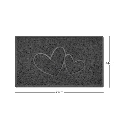 "Double Heart" Embossed Loofah Textured Spaghetti Doormat - plants - express.com