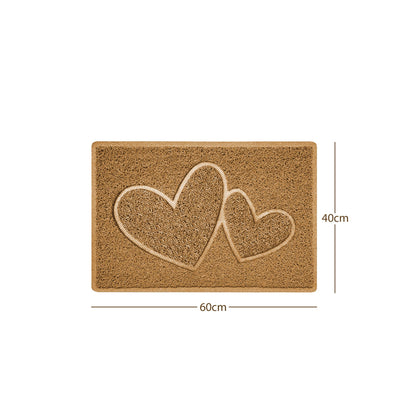 "Double Heart" Embossed Loofah Textured Spaghetti Doormat - plants - express.com